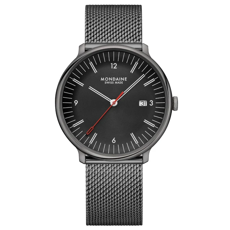 Mondaine Doppio MLE.41220.SM Herrenuhr Schwarz • Saphirglas • Swiss Made Quarzwerk