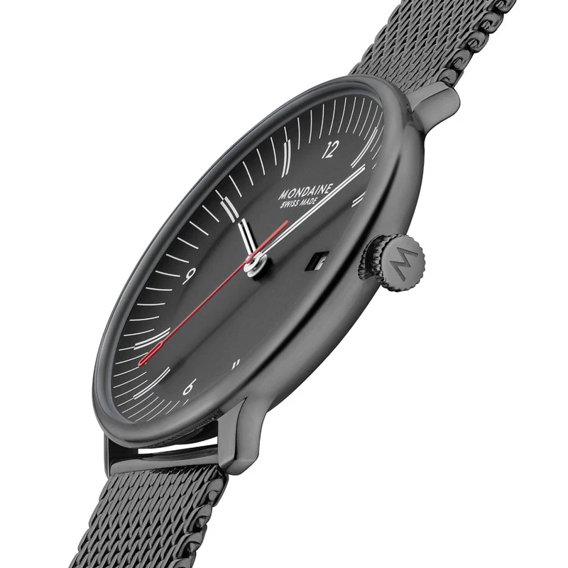 Mondaine Doppio MLE.41220.SM Herrenuhr Schwarz • Saphirglas • Swiss Made Quarzwerk