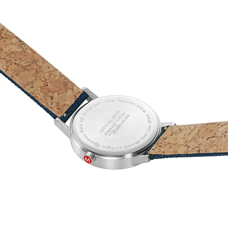 Mondaine Classic A660.30360.40SBD Herrenuhr Tiefseeblau • Schweizer Quarzwerk • Recyceltes Textilarmband