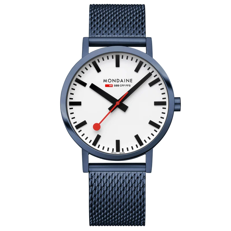Mondaine Classic A660.30360.1BSBM Unisex Armbanduhr Blau • Gehärtetes Mineralglas • BackLight-Technologie