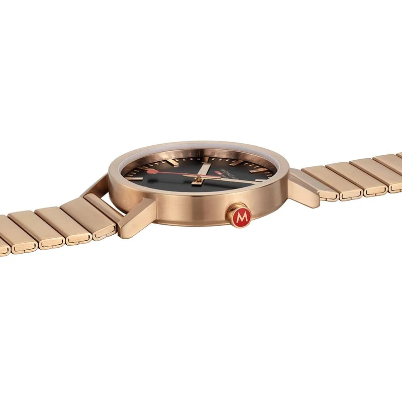 Mondaine Classic A660.30360.16SBR Herrenuhr Schwarz/Roségold • Schnellwechselsystem • Swiss Made