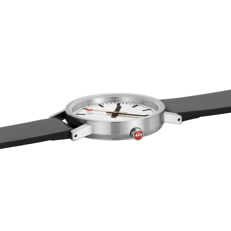 Mondaine Classic A660.30360.16OMV Herrenuhr Schwarz • Veganes Traubenleder • Schweizer Quarzwerk