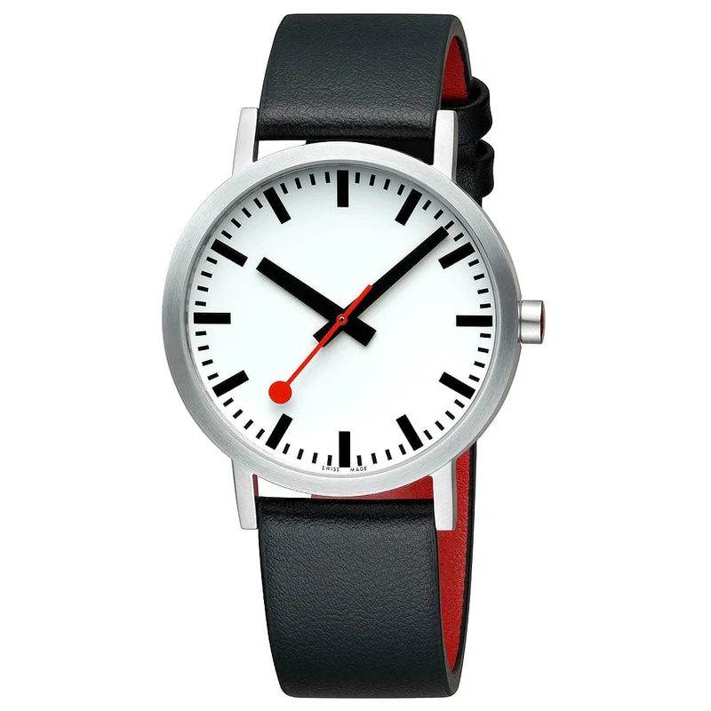 Mondaine Classic A660.30360.16OMV Herrenuhr Schwarz • Veganes Traubenleder • Schweizer Quarzwerk
