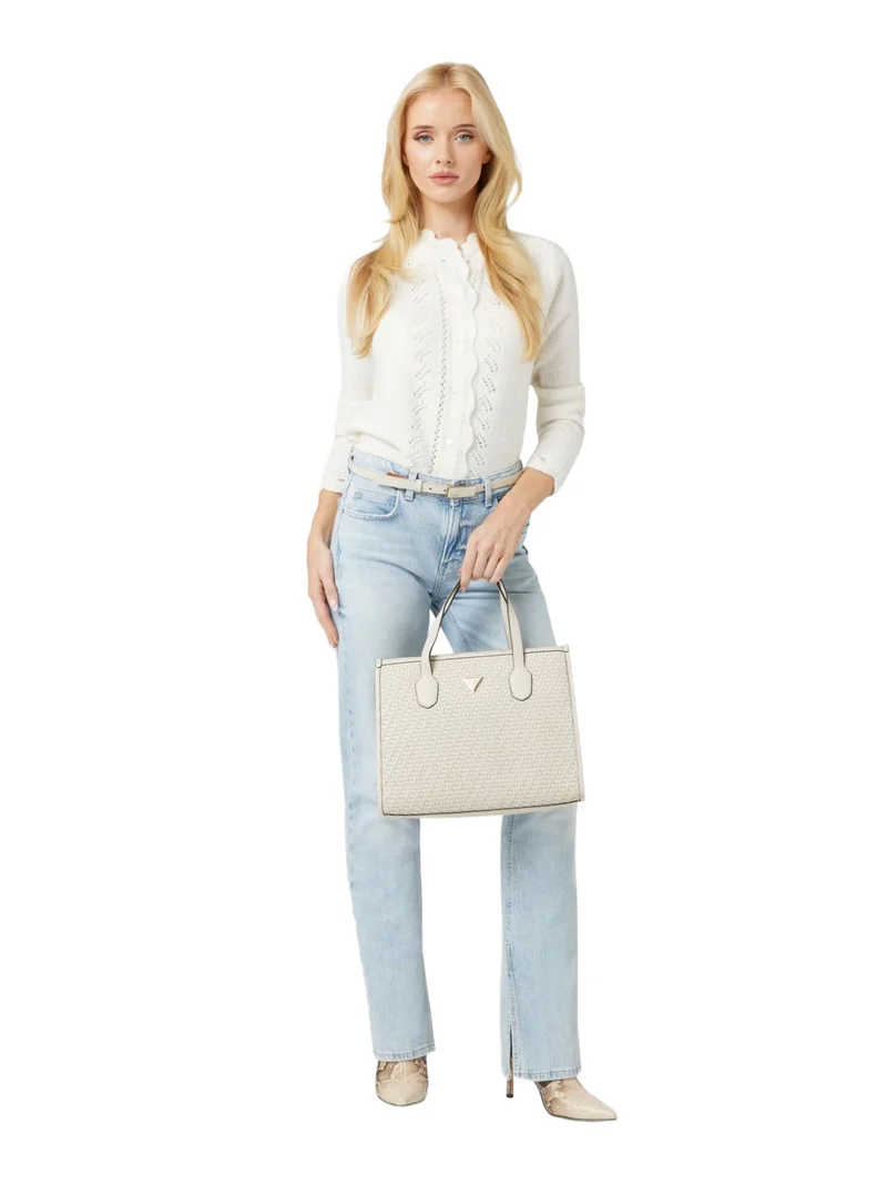 Guess Handtasche Damen Silvana Flechtoptik Bone HWWW8665220-BON