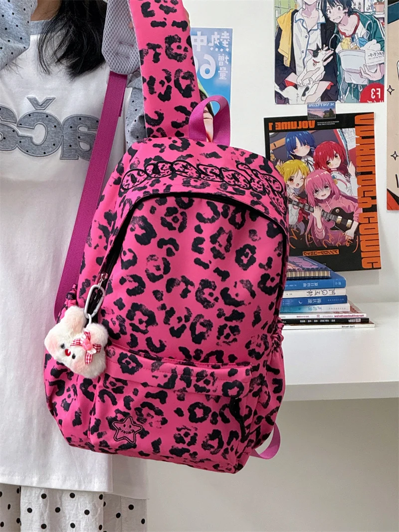 Mode-Bewusster Leoparden-Print Rucksack Karnz