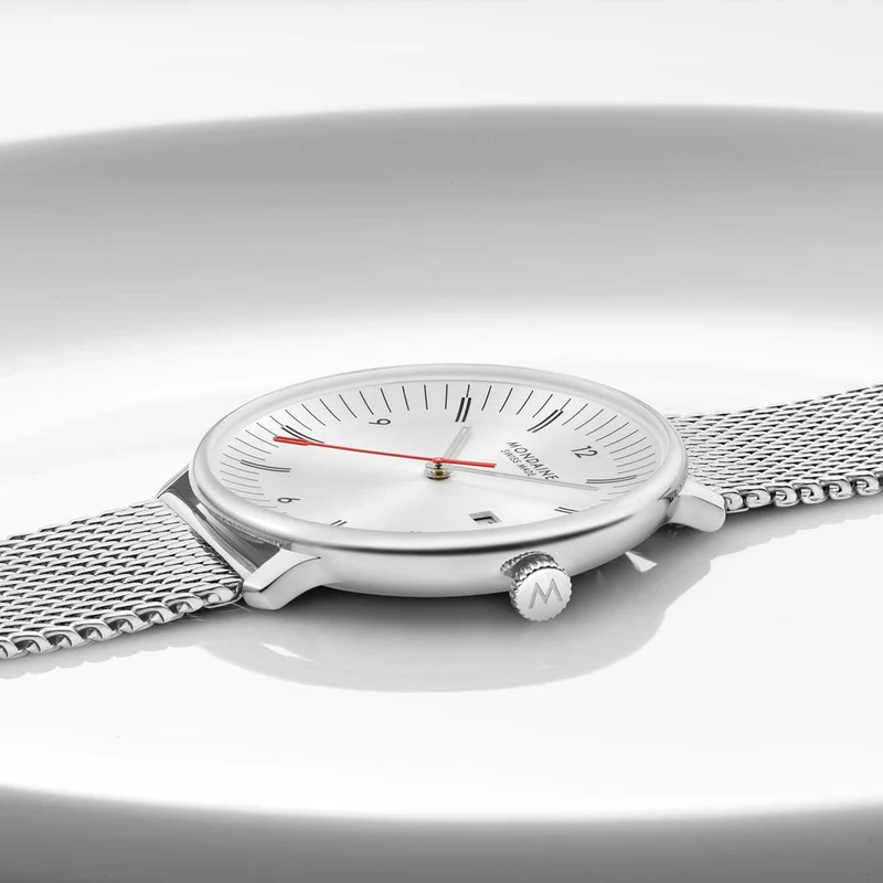 Mondaine Doppio MLE.41210.SM Herrenuhr Silber • Saphirglas mit Antireflexbeschichtung • Schweizer Quarzwerk RONDA 515 RL