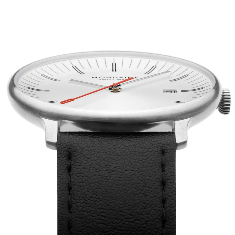 Mondaine Doppio MLE.41210.LBV Herrenuhr Schwarz • Saphirglas mit Antireflexbeschichtung • Swiss Made Quarzwerk