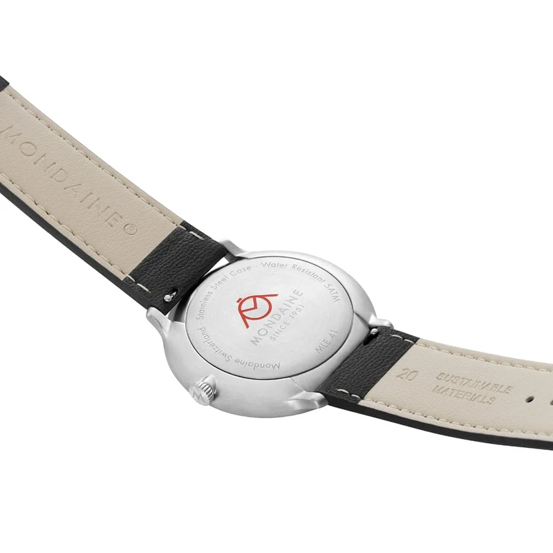 Mondaine Doppio MLE.41210.LBV Herrenuhr Schwarz • Saphirglas mit Antireflexbeschichtung • Swiss Made Quarzwerk