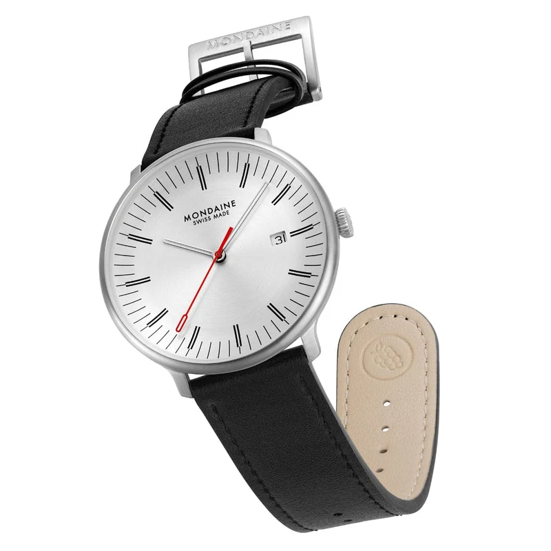 Mondaine Doppio MLE.41210.LBV Herrenuhr Schwarz • Saphirglas mit Antireflexbeschichtung • Swiss Made Quarzwerk
