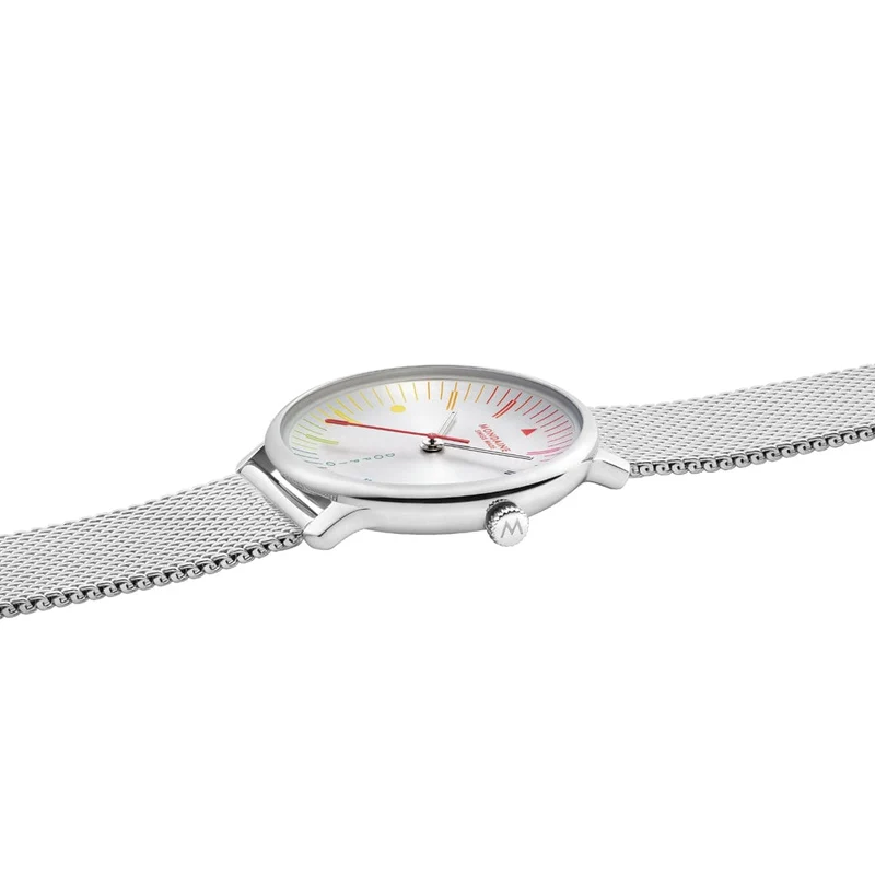 Mondaine Doppio MLE.33112.SM Damen Armbanduhr Silber • Saphirglas mit Antireflexbeschichtung • Swiss Made Quarzwerk