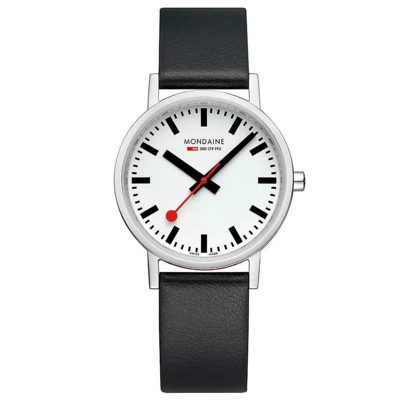 Mondaine Classic A660.30314.11SBBV Damen Armbanduhr Schwarz • Veganes Traubenlederarmband • Swiss Made