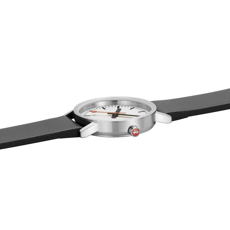 Mondaine Classic A658.30323.16OMV Damen Armbanduhr Schwarz • Veganes Traubenleder • Swiss Made