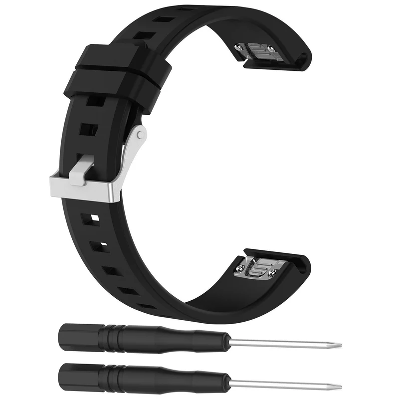 Garmin Fenix 9 Pro - 43mm Glänzendes Silikonarmband (Schwarz)