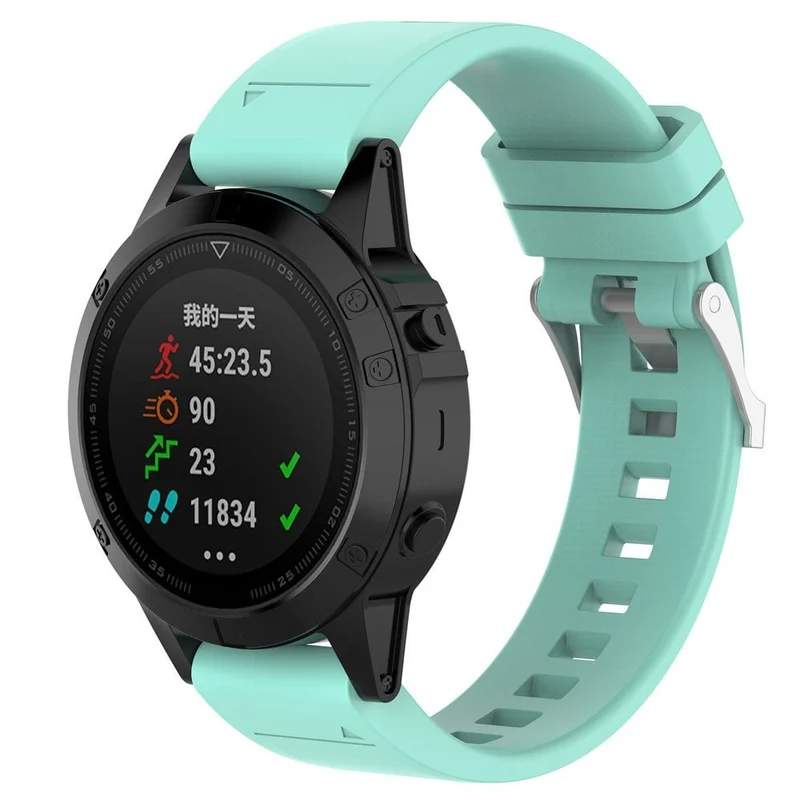 Garmin Fenix 9 Pro - 43mm Glänzendes Silikonarmband (Aqua)