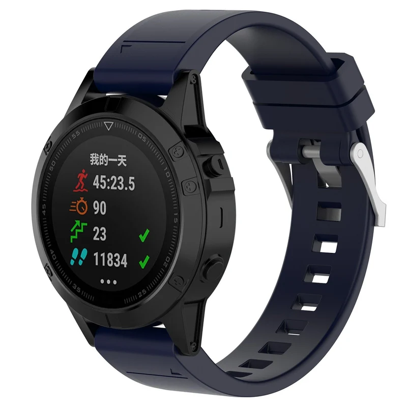 Garmin Fenix 9 Pro - 43mm Glänzendes Silikonarmband (Dunkelblau)
