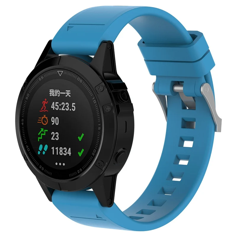 Garmin Fenix 9 Pro - 43mm Glänzendes Silikonarmband (Hellblau)