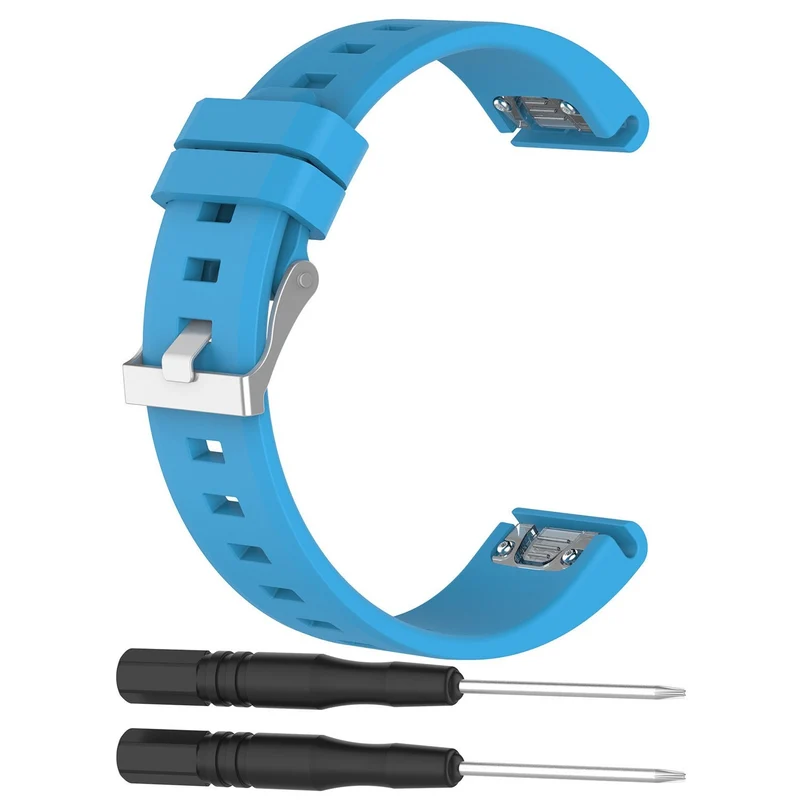 Garmin Fenix 9 Pro - 43mm Glänzendes Silikonarmband (Hellblau)