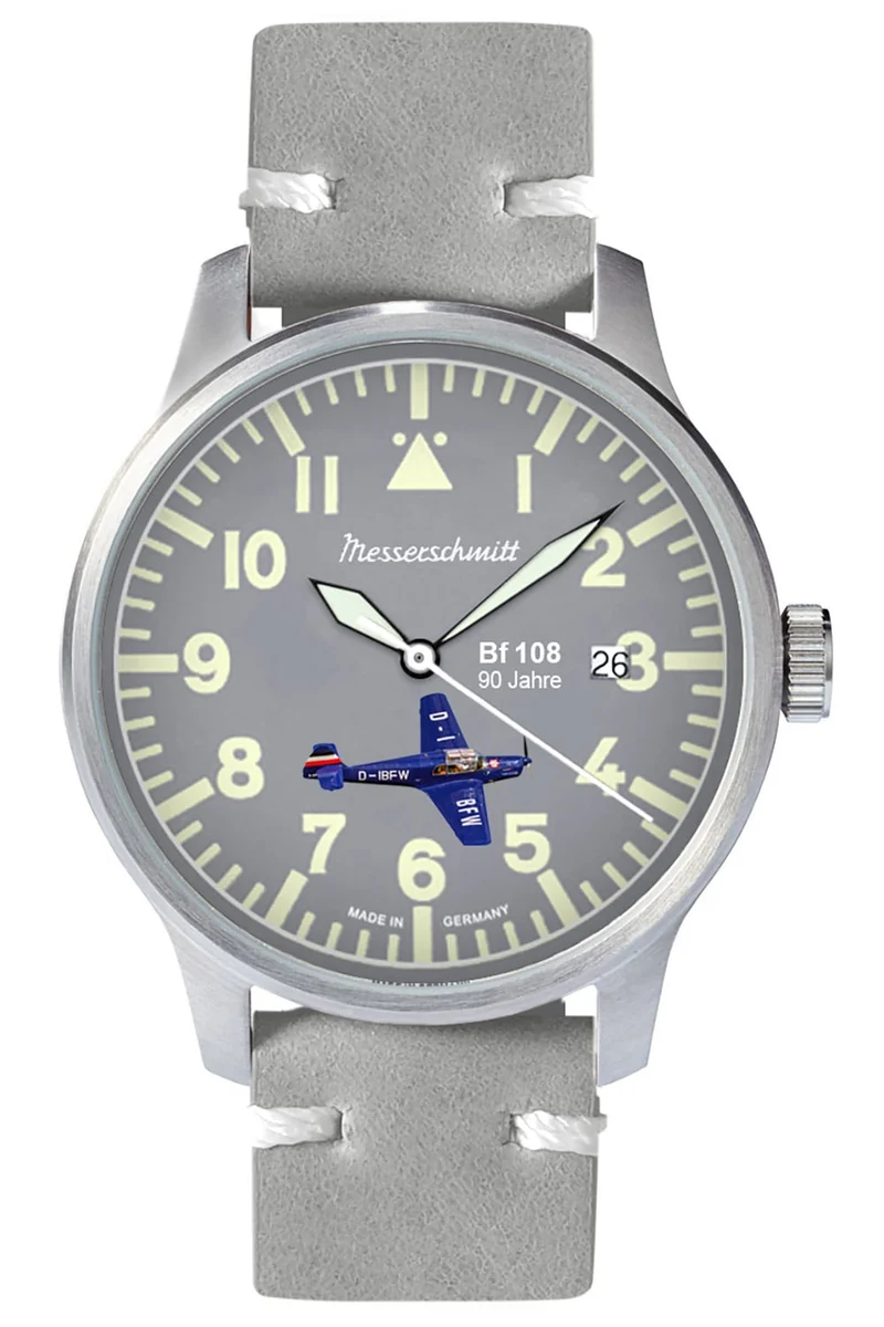 Messerschmitt ME-42BF108L Herren Armbanduhr • Fliegeruhr BF108 • Leuchtzeiger