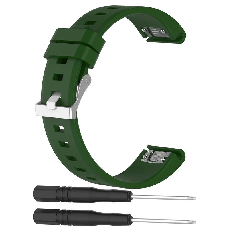 Garmin Fenix 9 - 43mm Glänzendes Silikonarmband (Armeegrün)