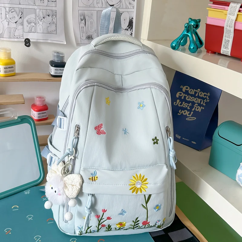 Bestickter Blumenmuster-Rucksack Karnz