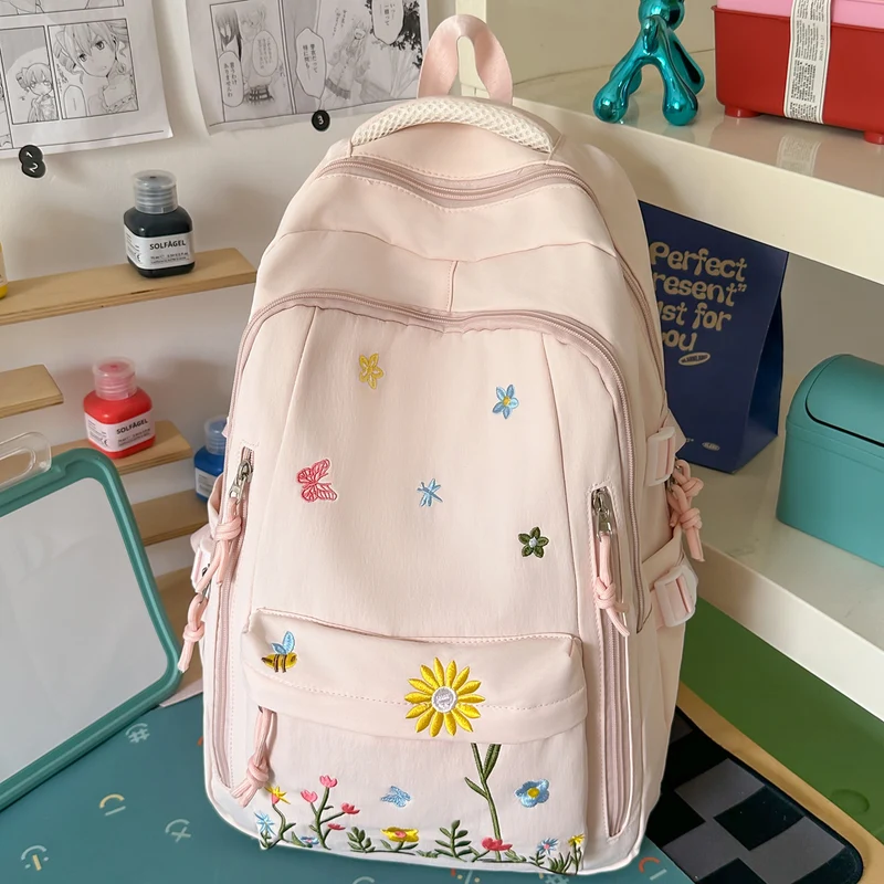 Bestickter Blumenmuster-Rucksack Karnz