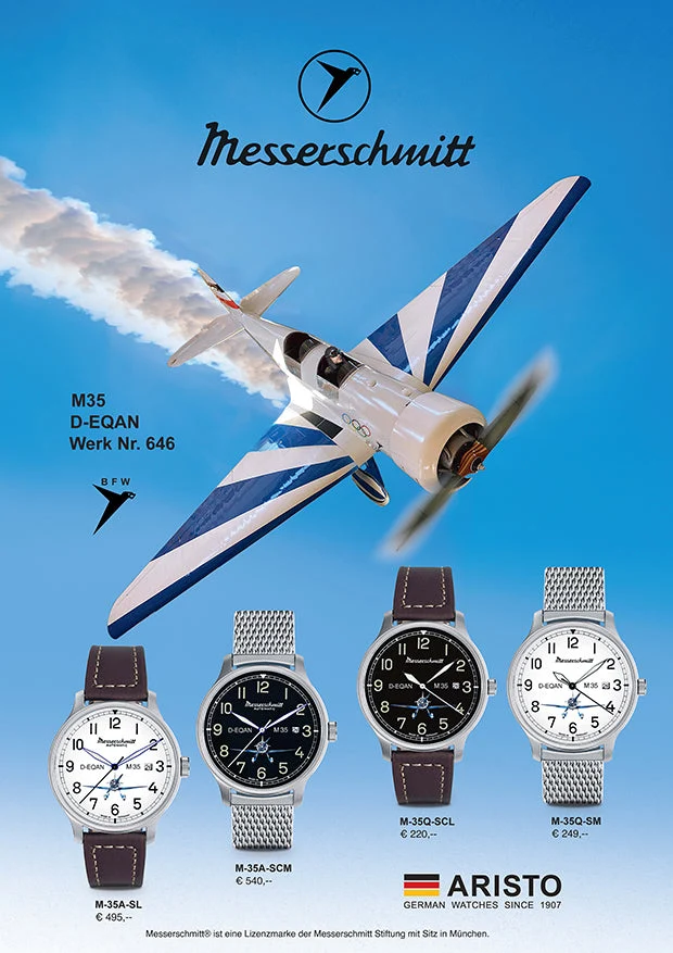 Messerschmitt M-35Q-SL Herren Armbanduhr • Schweizer Ronda Quarzwerk • Leuchtzeiger
