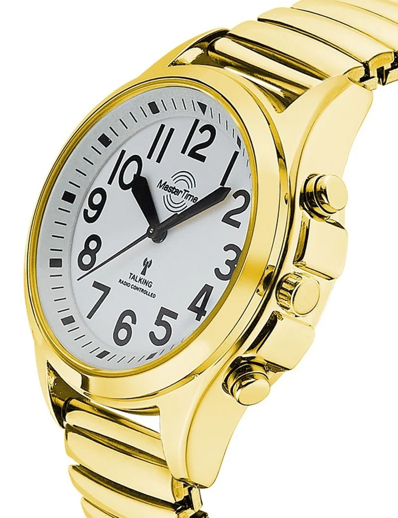 Master Time MTLA-10943-12Z Damenuhr Goldfarben • Sprechende Funkuhr • DCF77-Funksignal