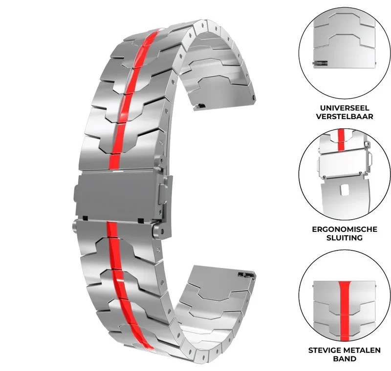 Huawei Watch GT Stahlarmband (Silber/Rot)