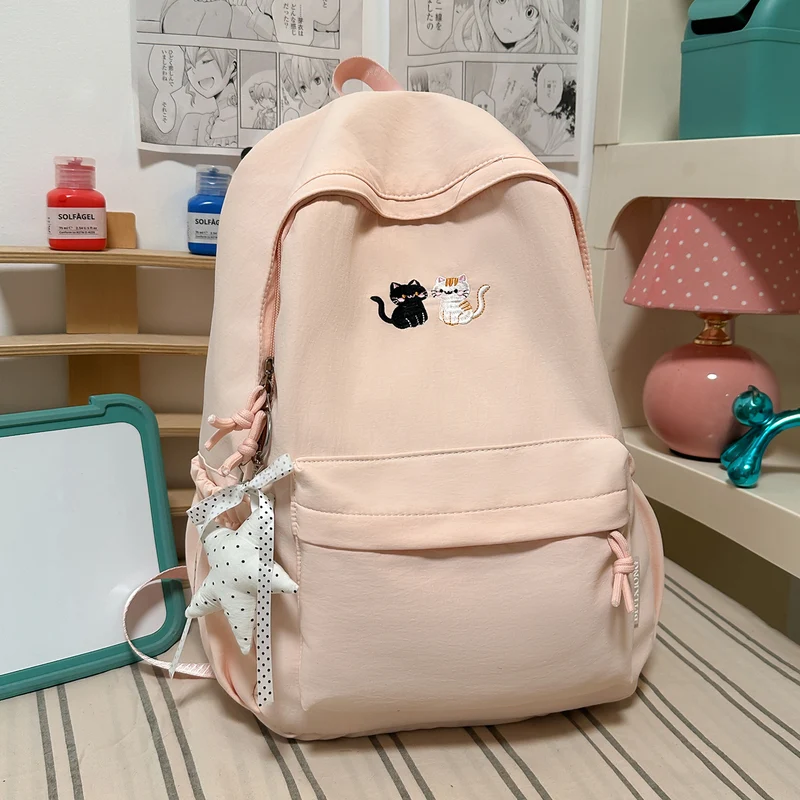 Bestickter katzen-themed Freizeit-Rucksack Karnz