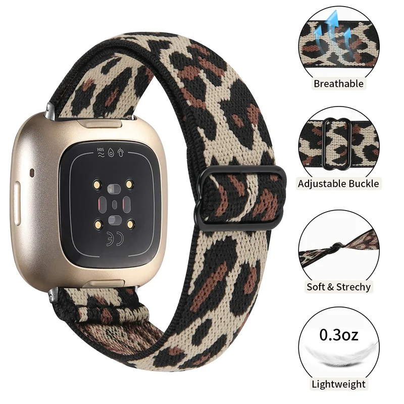 Fitbit Versa 4 Elastisches Armband (Leopard)