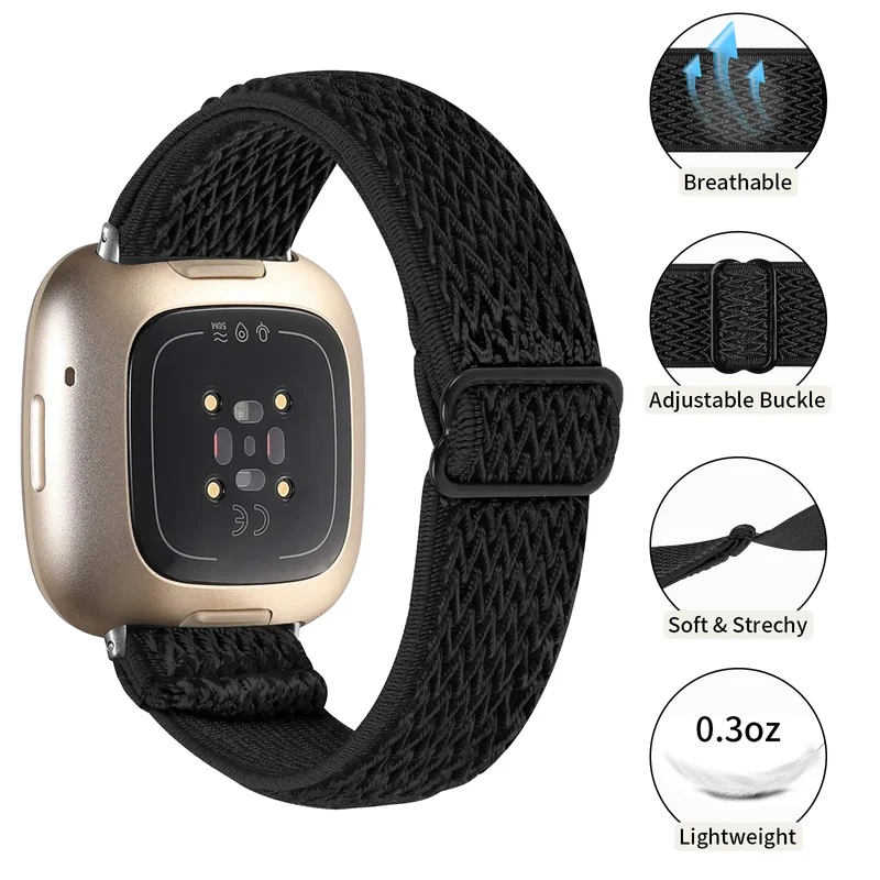 Fitbit Versa 4 Elastisches Armband (Schwarz)