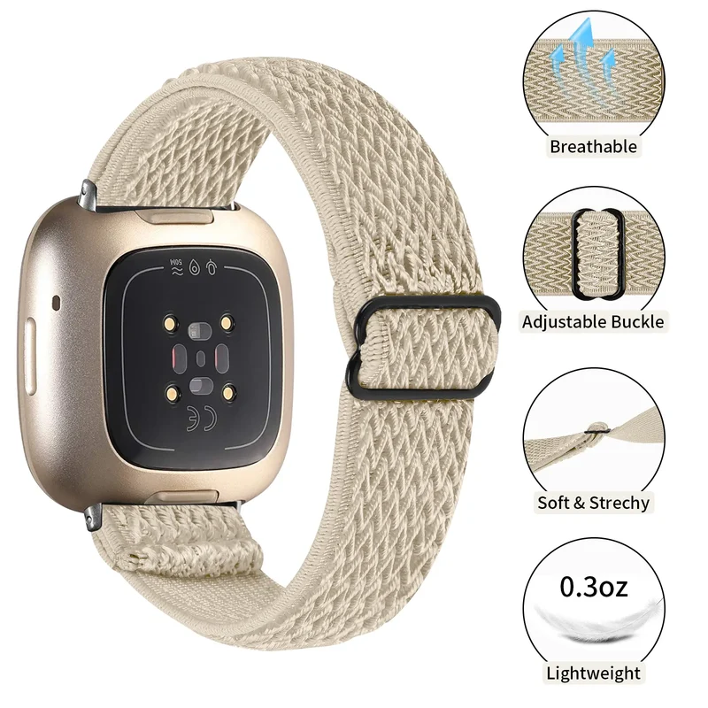 Fitbit Versa 4 Elastisches Armband (Beige)