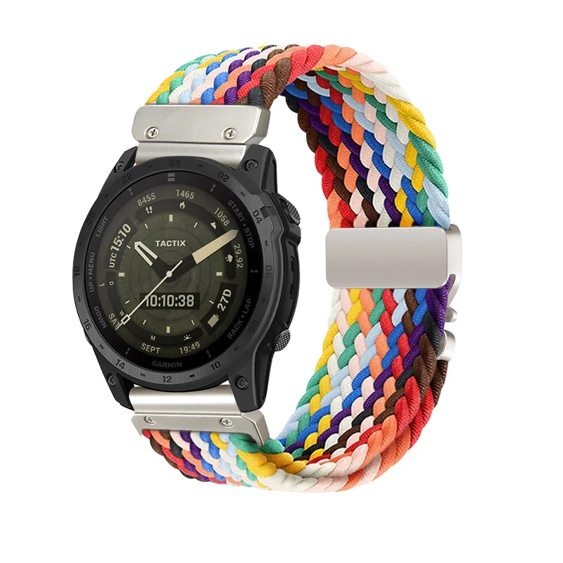 Garmin Fenix 9 Pro - 43mm Geflochtenes Armband mit P-Schnalle (Regenbogen)