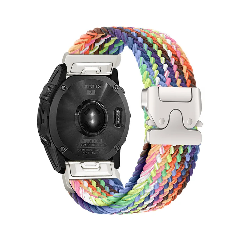 Garmin Fenix 9 Pro - 43mm Geflochtenes Armband mit P-Schnalle (Regenbogen)