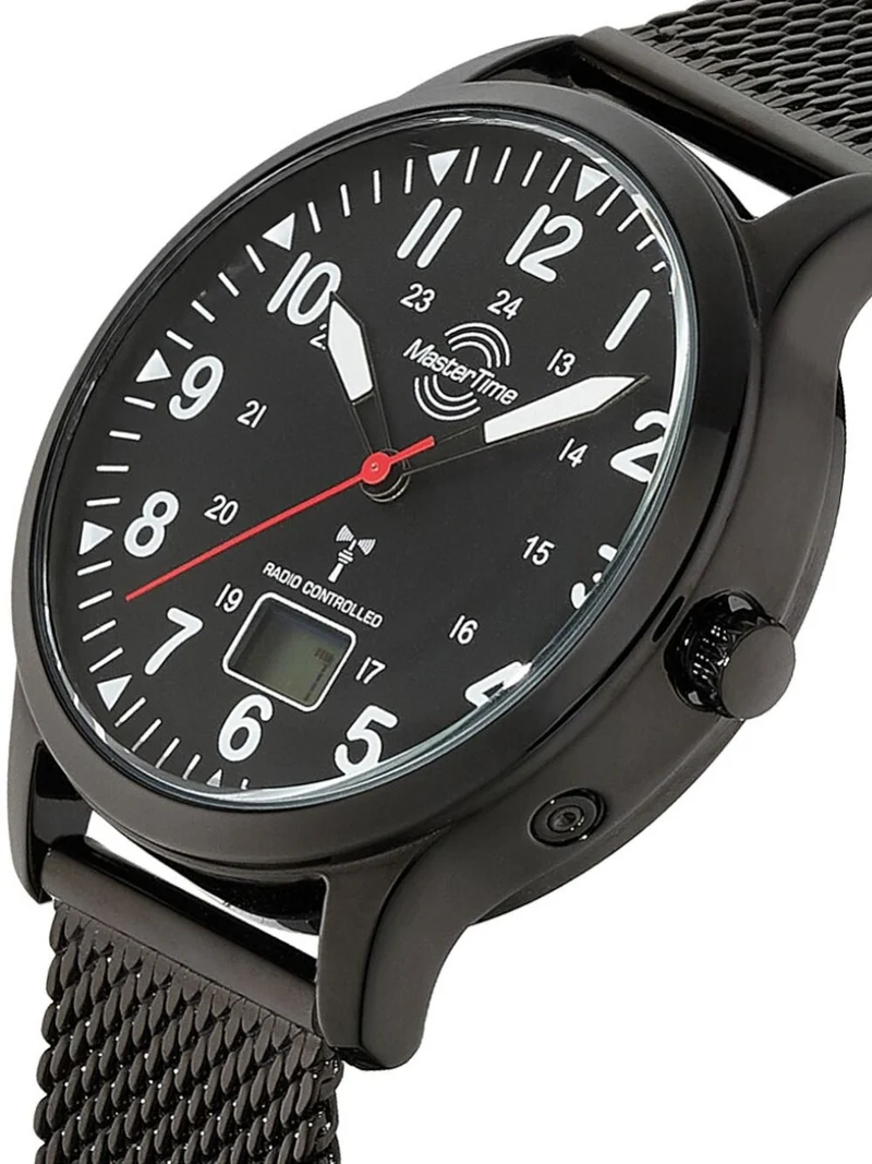Master Time Super Power Aviation MTGA-10960-22M Herrenuhr Schwarz • Funk DCF77 • Analog-Digital
