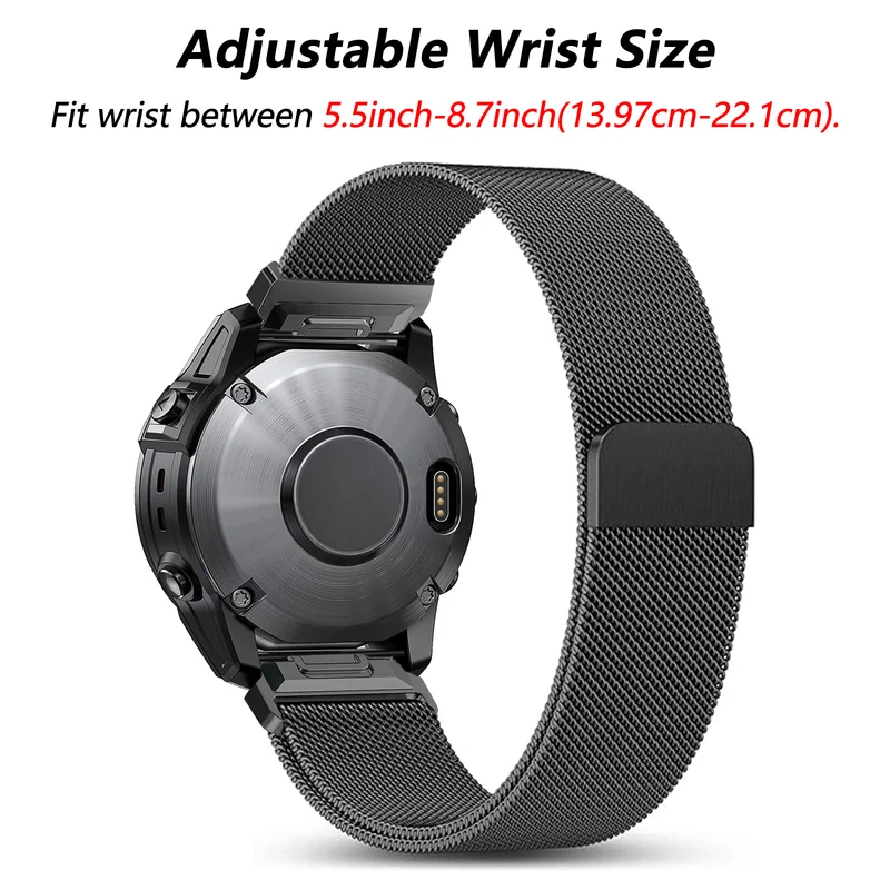 Garmin Fenix 9 - 43mm Premium Milanese Armband (Schwarz)