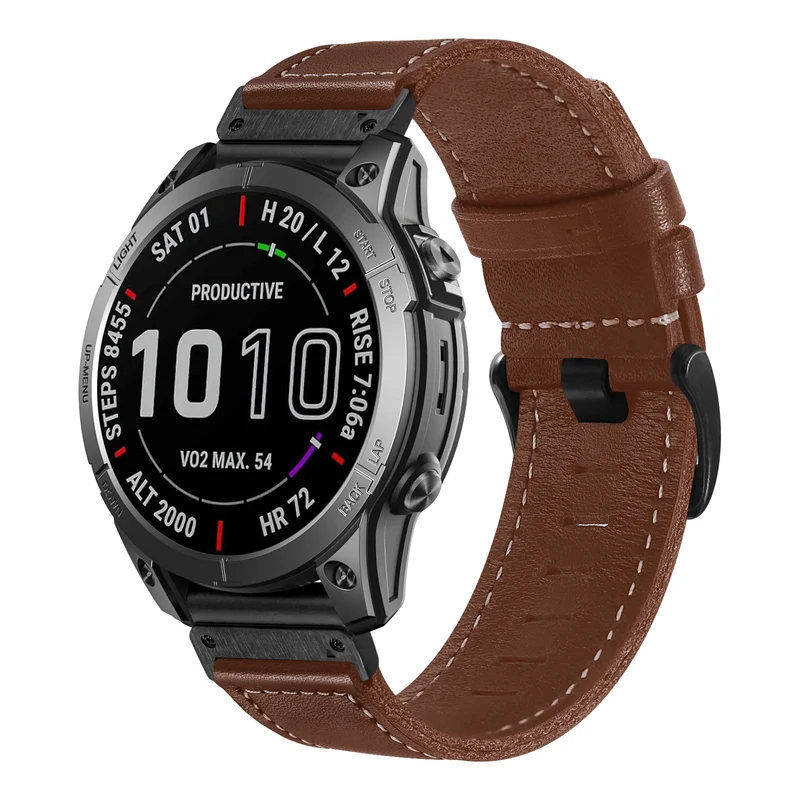 Garmin Fenix 9 - 47mm Premium Lederarmband (Dunkelbraun)