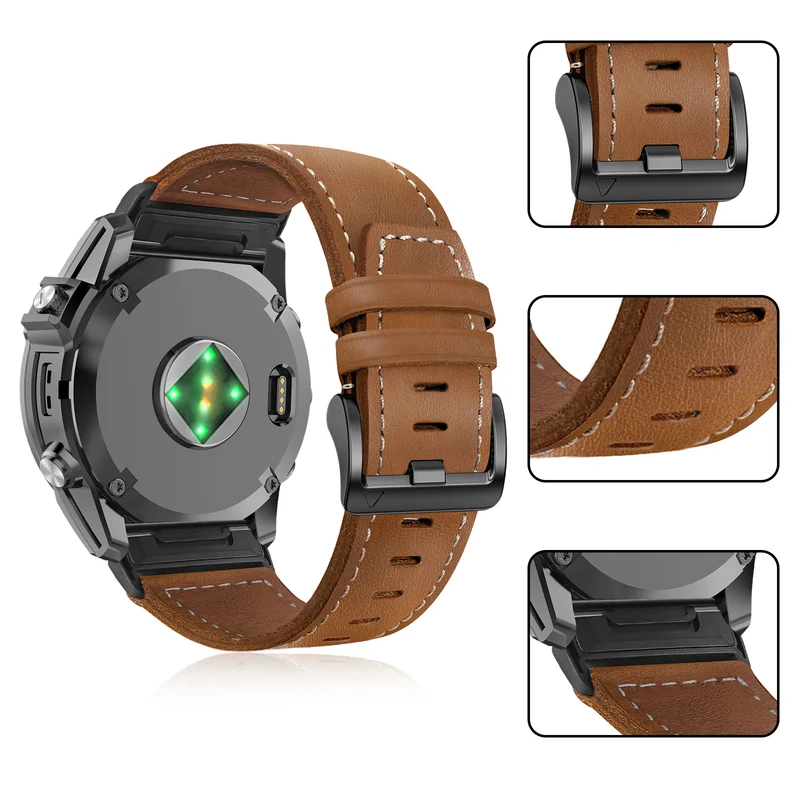 Garmin Fenix 9 - 51mm Premium Lederarmband (Braun)