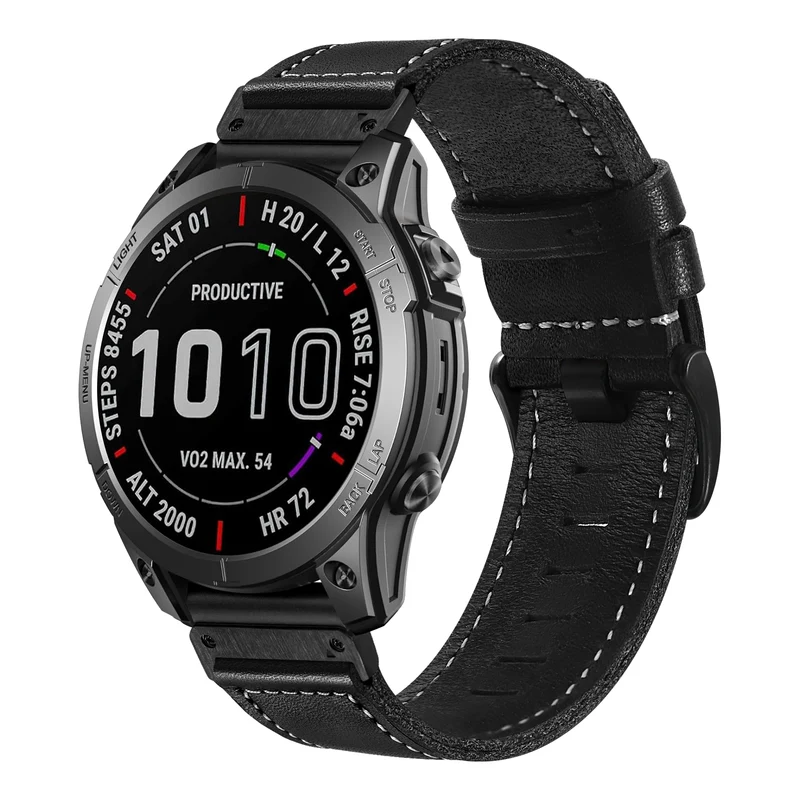 Garmin Fenix 9 Pro - 43mm Premium Lederarmband (Schwarz)