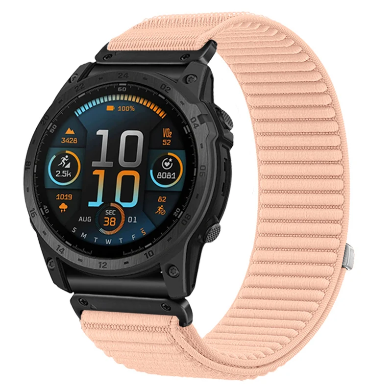 Garmin Fenix 9 Pro - 43mm Wave Nylonarmband (Rosa)