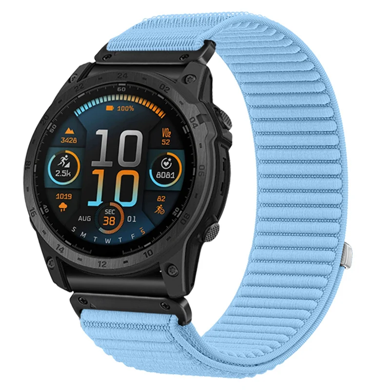 Garmin Fenix 9 Pro - 43mm Wave Nylonarmband (Hellblau)
