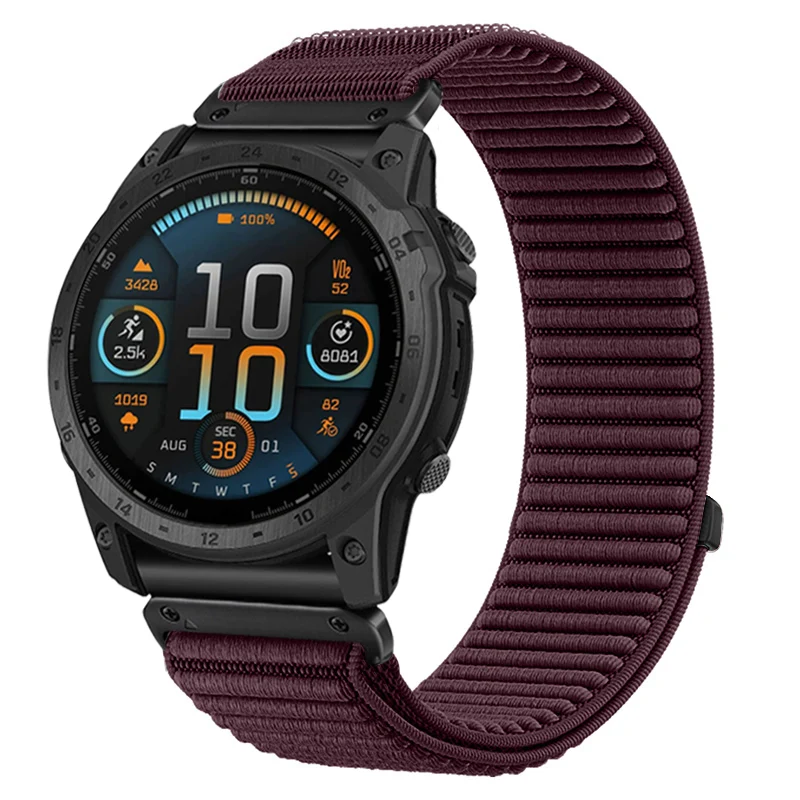 Garmin Fenix 9 - 43mm Wave Nylonarmband (Plum)