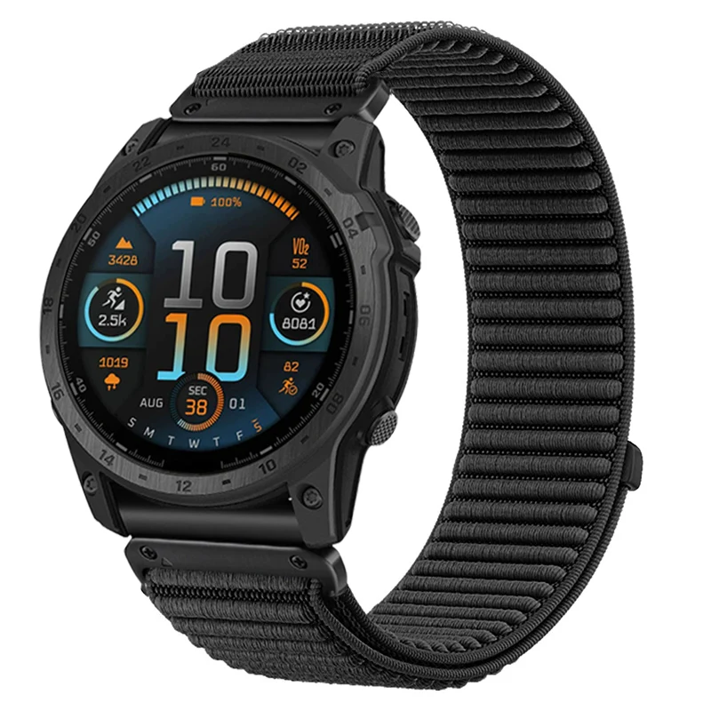 Garmin Fenix 9 - 43mm Wave Nylonarmband (Schwarz)