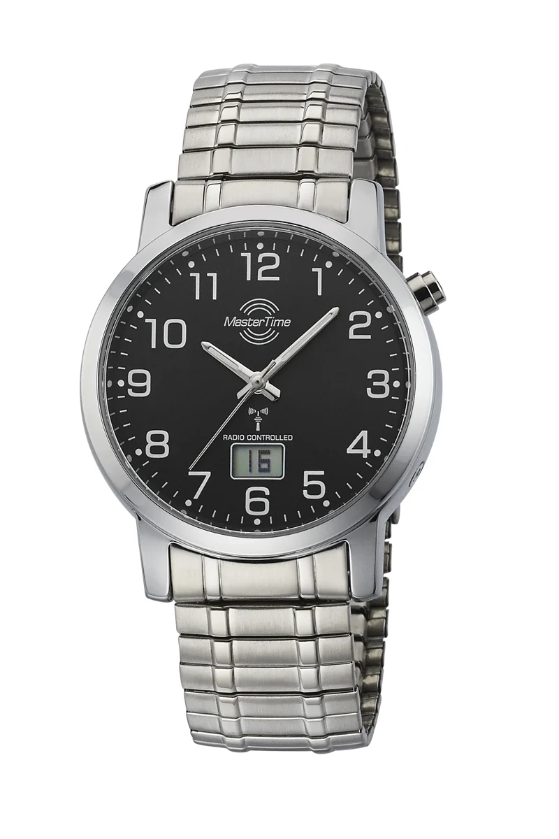 Master Time Basic MTGA-10308-22M Herren Armbanduhr Silber • Funkuhrwerk DCF77 • Mineralglas
