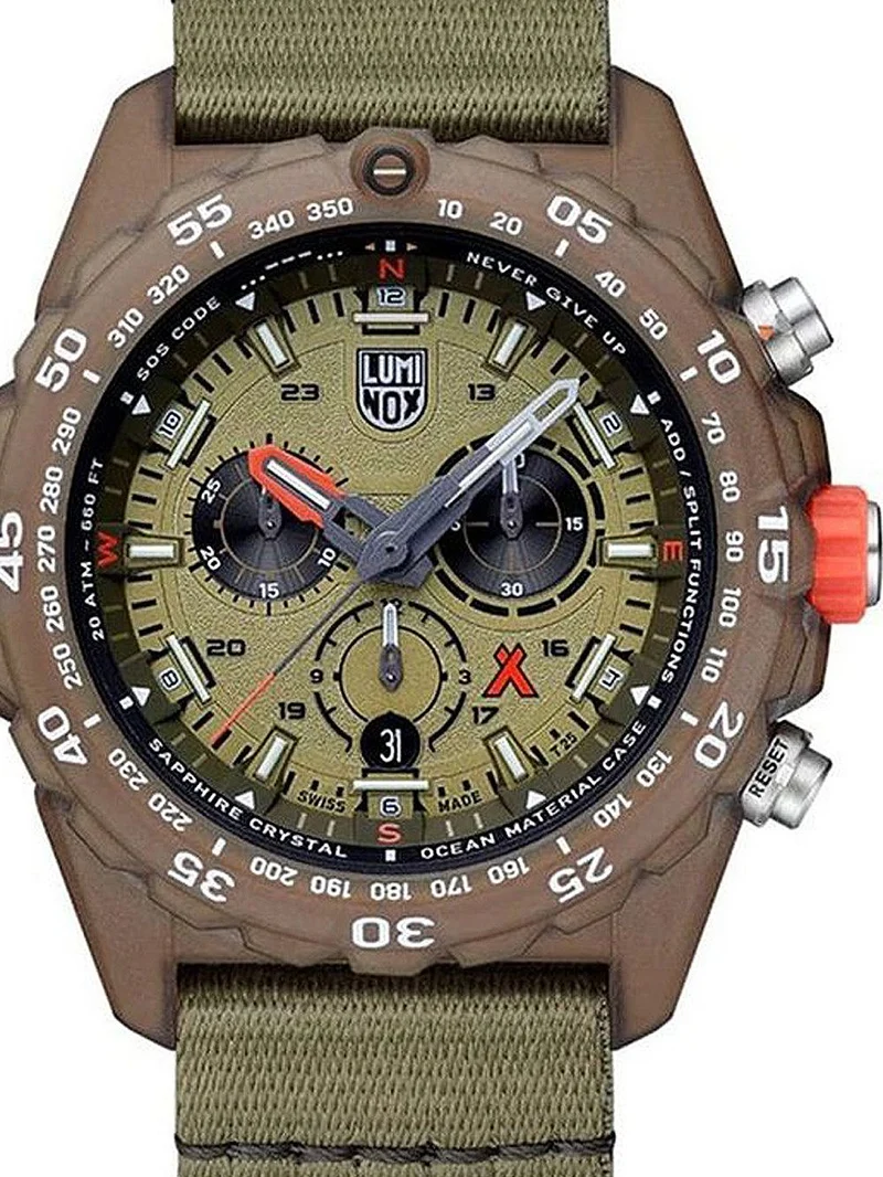 Luminox Bear Grylls Survival Eco Master XB.3757.ECO Herren Armbanduhr Grün • Saphirglas • Schweizer Chronograph