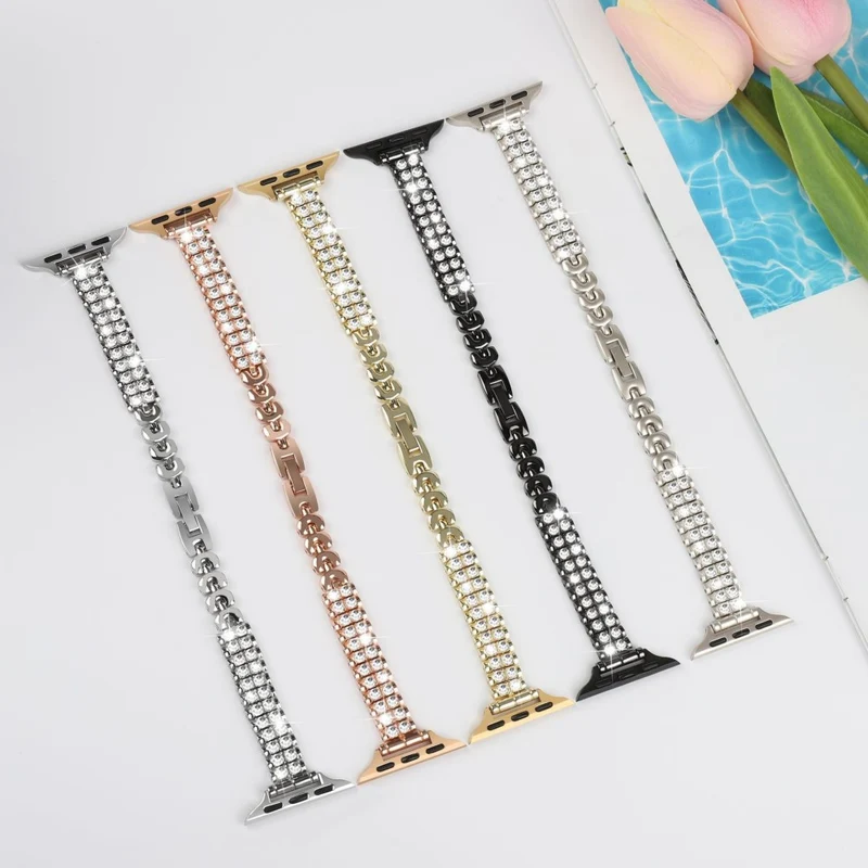Mega Süß Apple Smartwatch Metall Und Strass Universell Armband