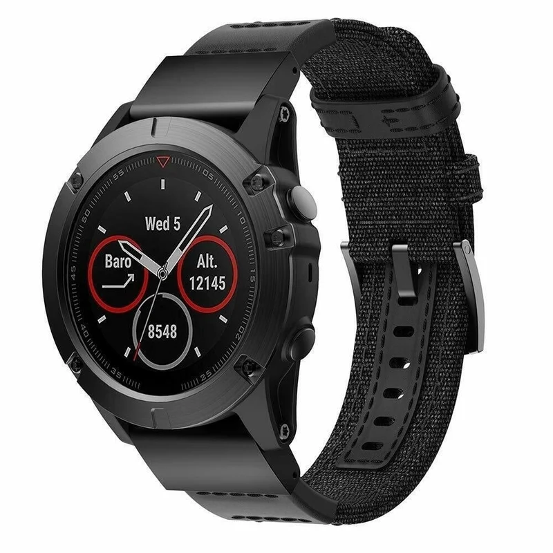 Garmin Fenix 9 Pro - 47mm Nylon Hybrid Armband (Schwarz)