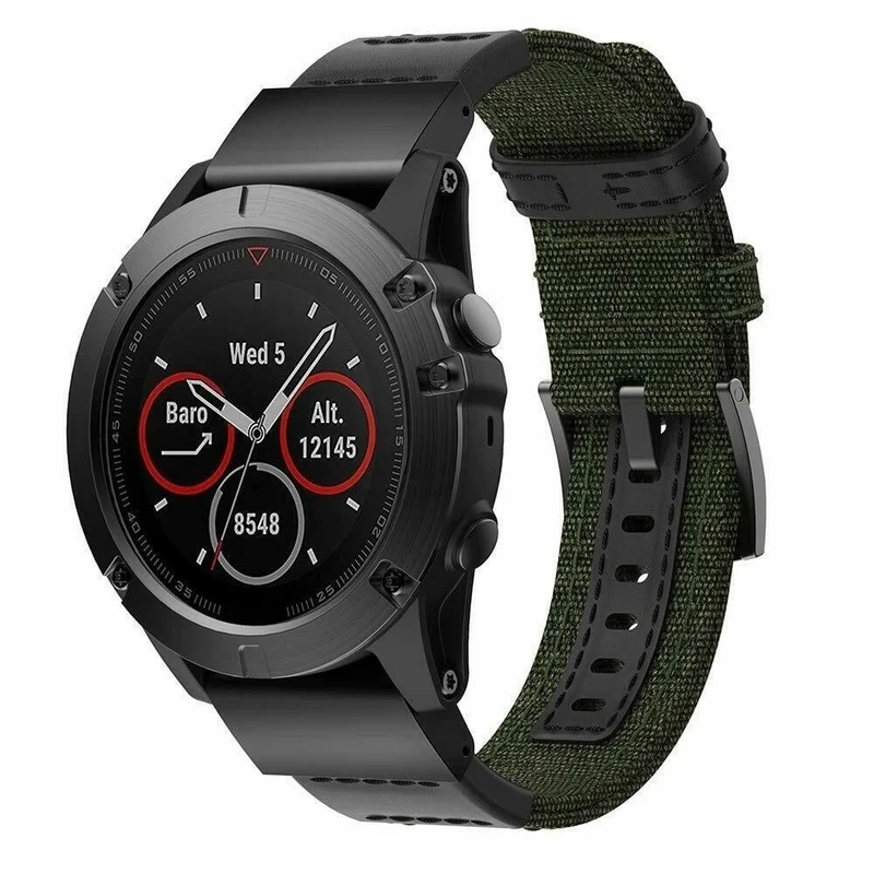 Garmin Fenix 9 Pro - 47mm Nylon Hybrid Armband (Armeegrün)