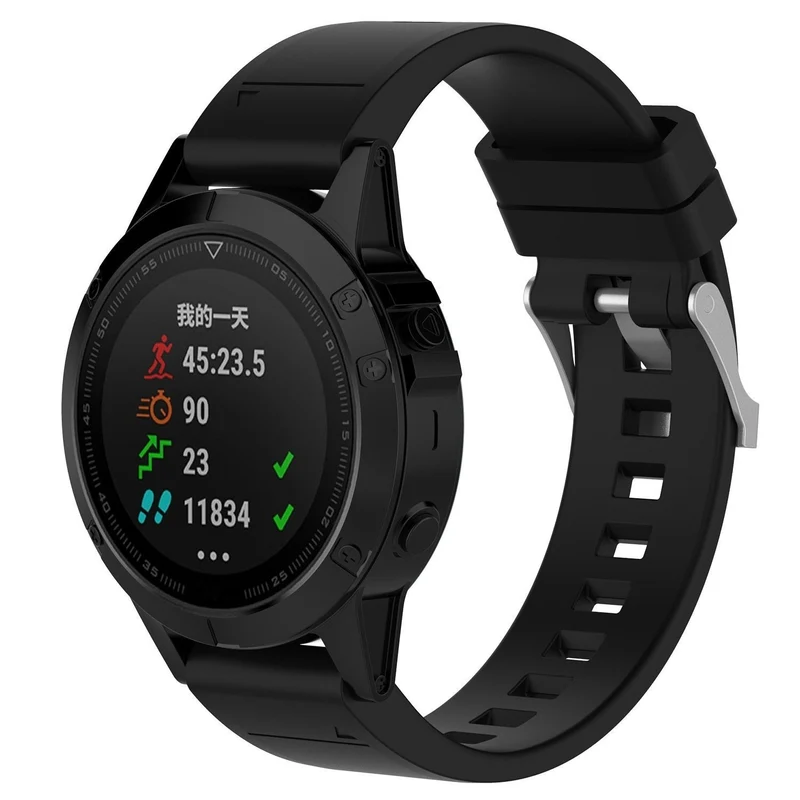 Garmin Fenix 9 - 47mm Glänzendes Silikonarmband (Schwarz)
