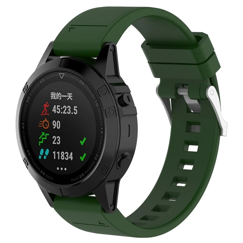 Garmin Fenix 9 Pro - 47mm Glänzendes Silikonarmband (Armeegrün)